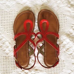 NWOB patent red sandals, Kelly & Katie, size 7.5